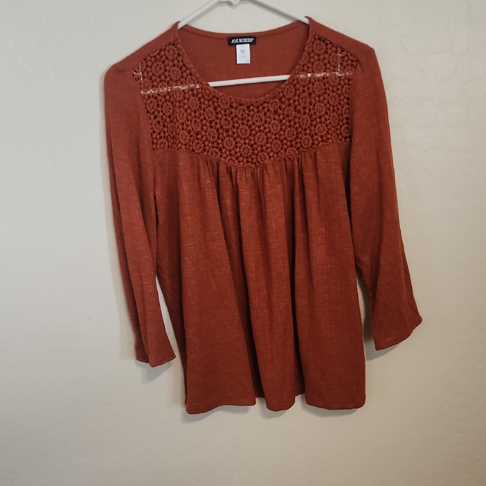 Joe Boxer Women's Terracotta Crochet Blouse